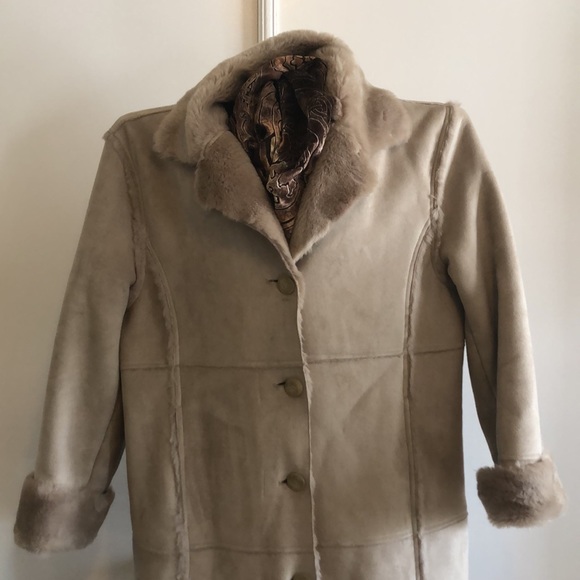 Fu Da New York Full Length Coat | Beautiful Faux Suede/Fur inside Coat. Size L - Picture 3 of 7